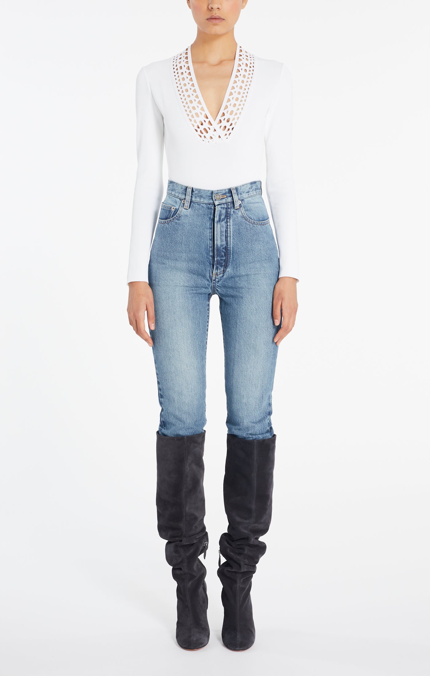 Vienna Long Sleeve Bodysuit - White
