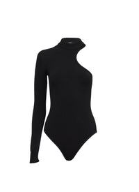 Body asymétrique à manches longues - Noir Alaïa