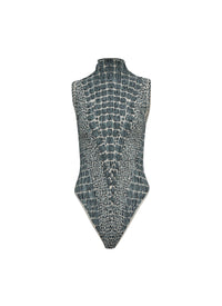 Body sans manches en jacquard croco - Blanc & Opaline