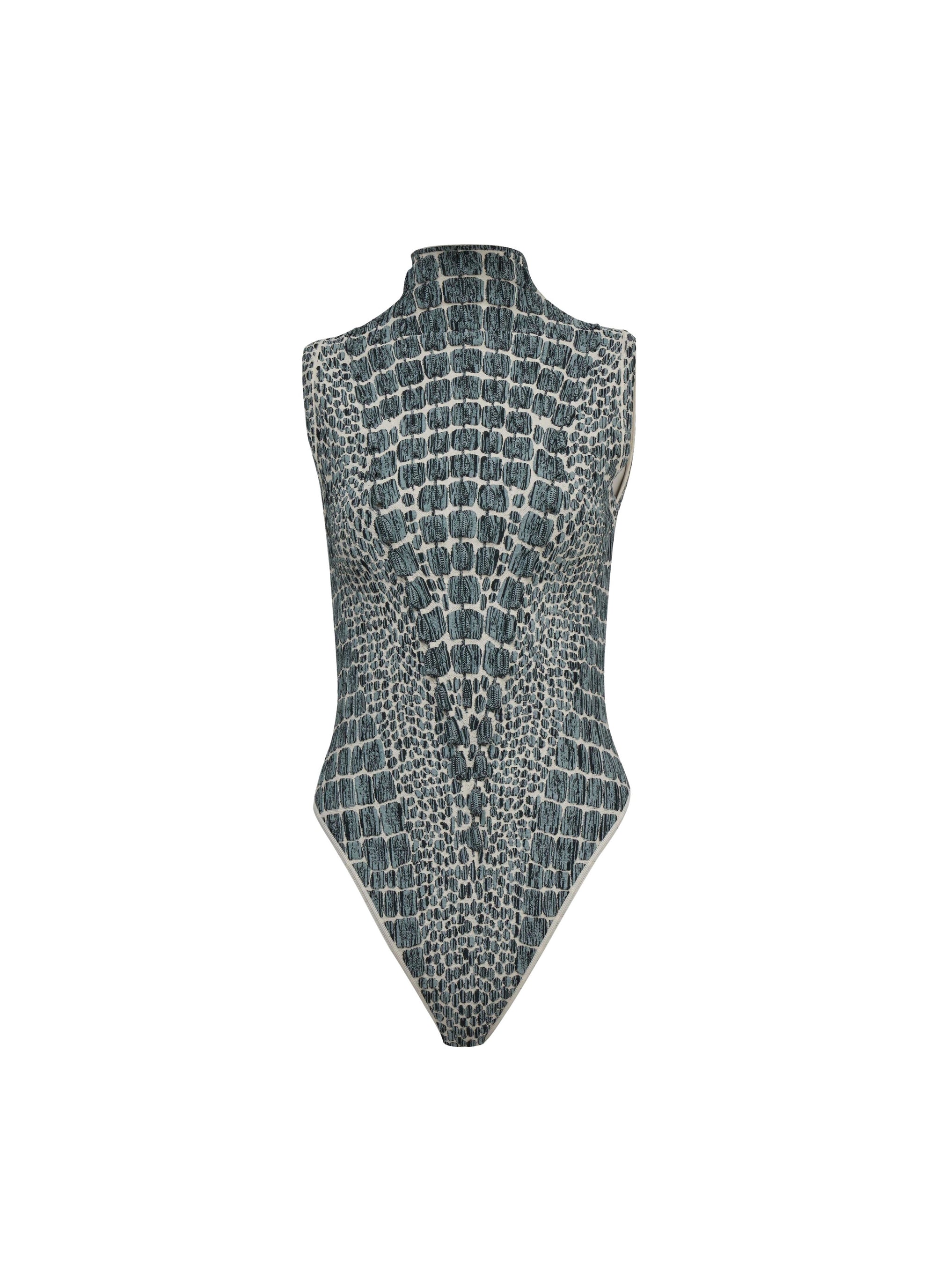 Body sans manches en jacquard croco - Blanc & Opaline