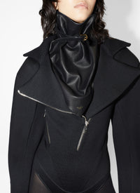 Body biker à manches longues en laine - Noir Alaïa