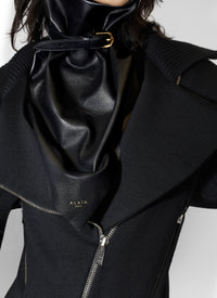 Body biker à manches longues en laine - Noir Alaïa