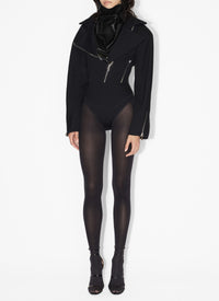 Body biker à manches longues en laine - Noir Alaïa
