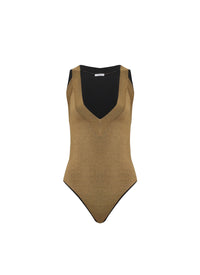 Double-sided wool bodysuit - Gold