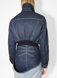 Jupe drapée en denim brut - Bleu Denim