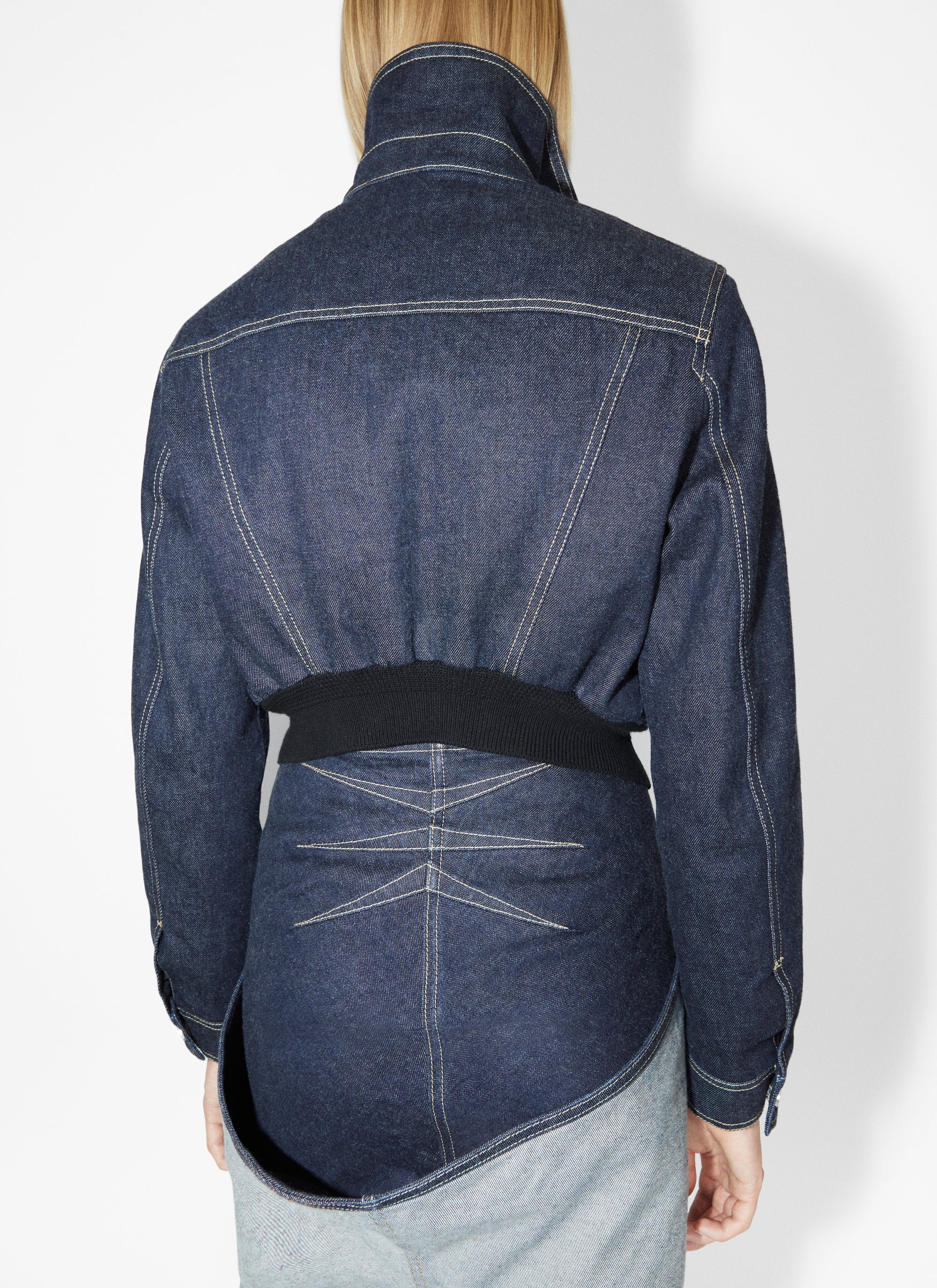 Jupe drapée en denim brut - Bleu Denim