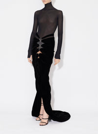 Long-sleeved sheer bodysuit in wool - Iris