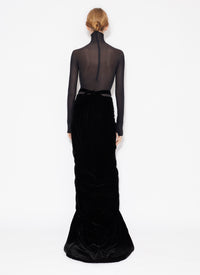 Long-sleeved sheer bodysuit in wool - Black Alaïa