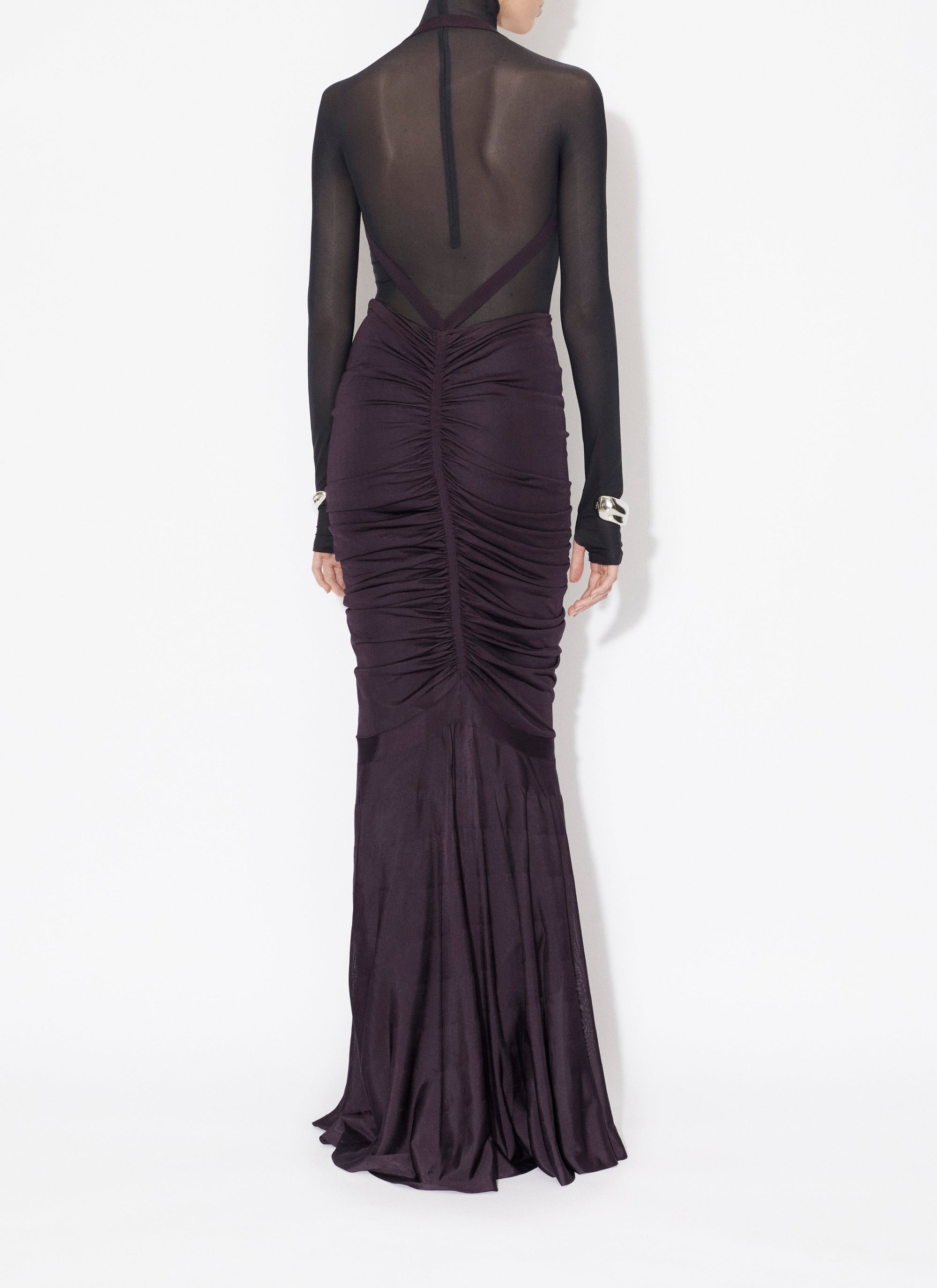 Long-sleeved sheer bodysuit in wool - Black Alaïa