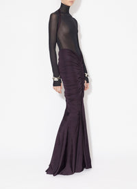 Long-sleeved sheer bodysuit in wool - Black Alaïa