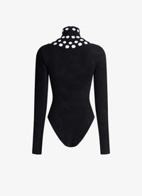 Long Sleeve Beaded Bodysuit - Black & White
