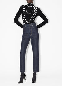 Long Sleeve Beaded Bodysuit - Black & White
