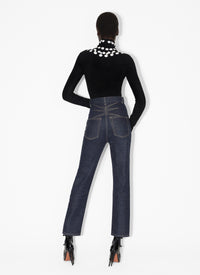 Long Sleeve Beaded Bodysuit - Black & White