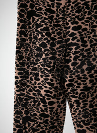 Legging à motif animal en laine - Chair & Noir