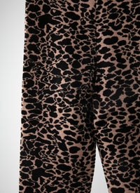 Legging à motif animal en laine - Chair & Noir