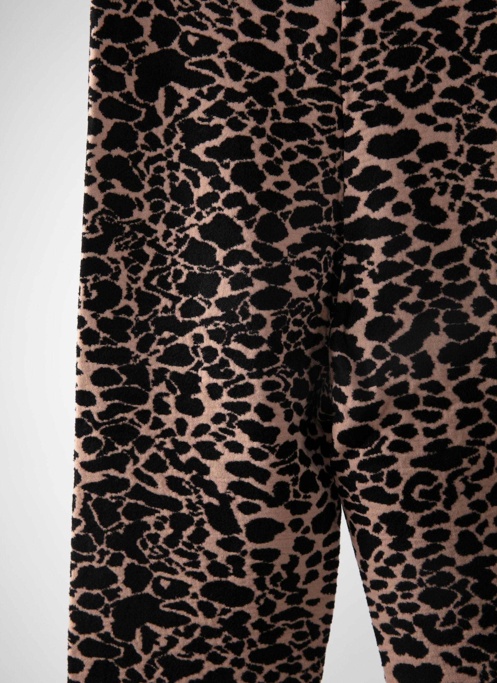 Legging à motif animal en laine - Chair & Noir