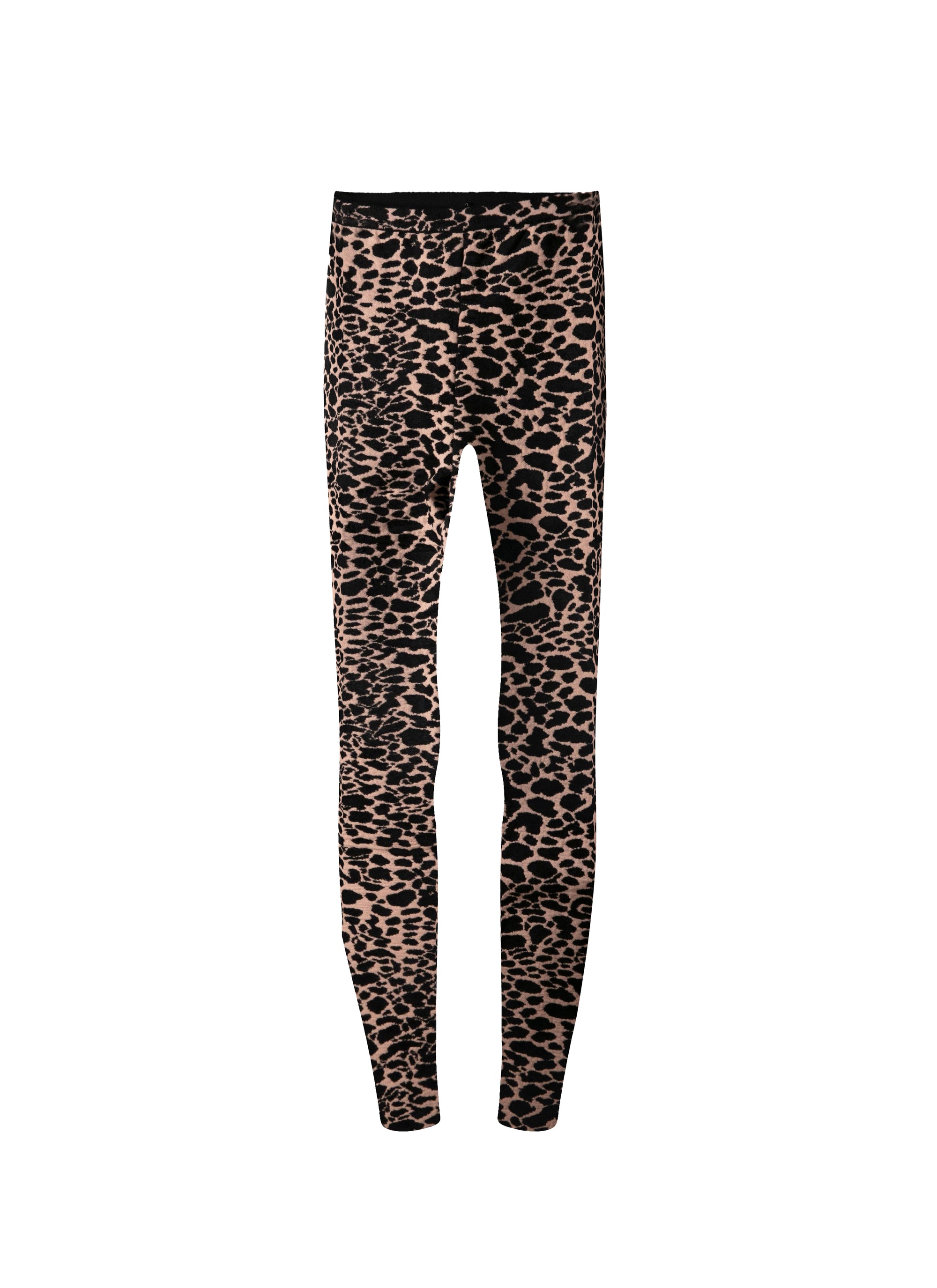 Legging à motif animal en laine - Chair & Noir