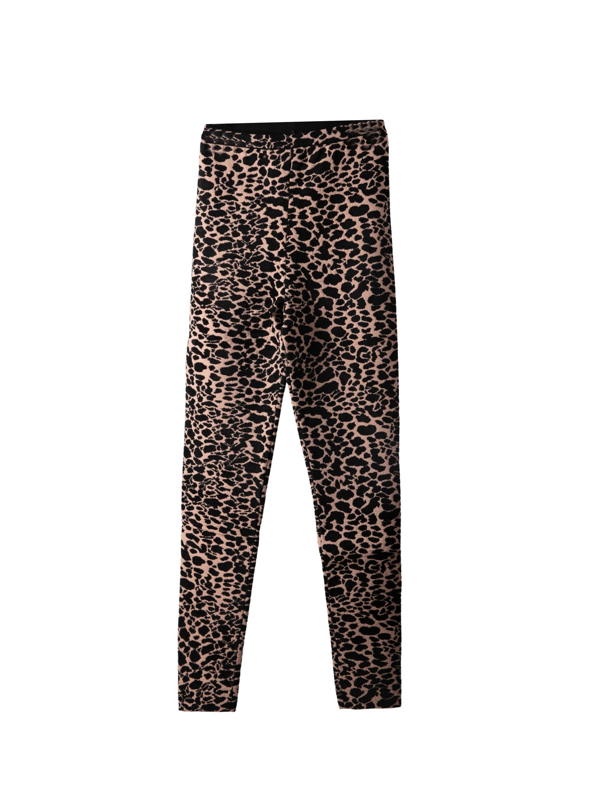 Legging à motif animal en laine - Chair & Noir