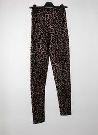 Legging à motif animal en laine - Chair & Noir
