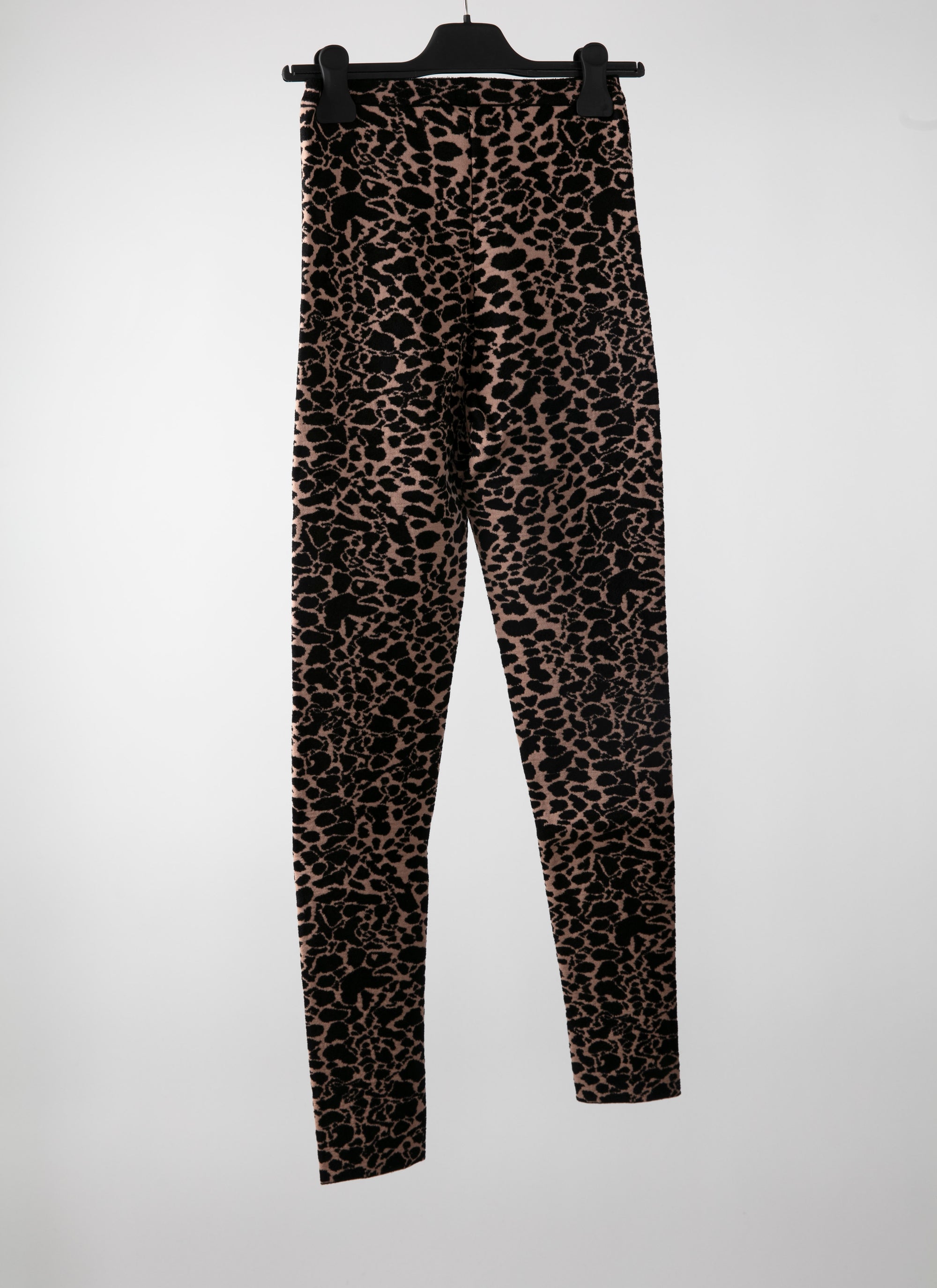 Legging à motif animal en laine - Chair & Noir
