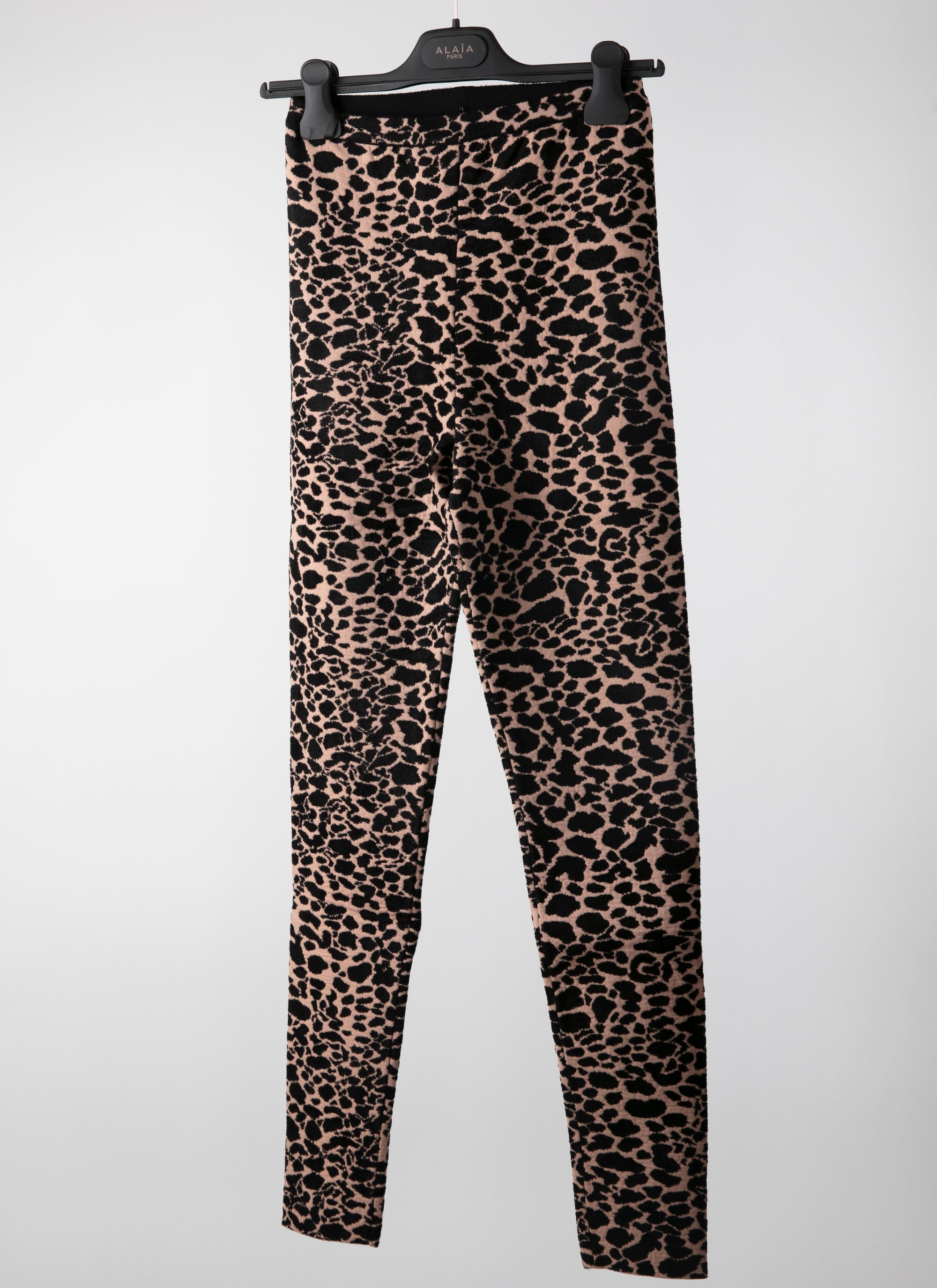 Legging à motif animal en laine - Chair & Noir