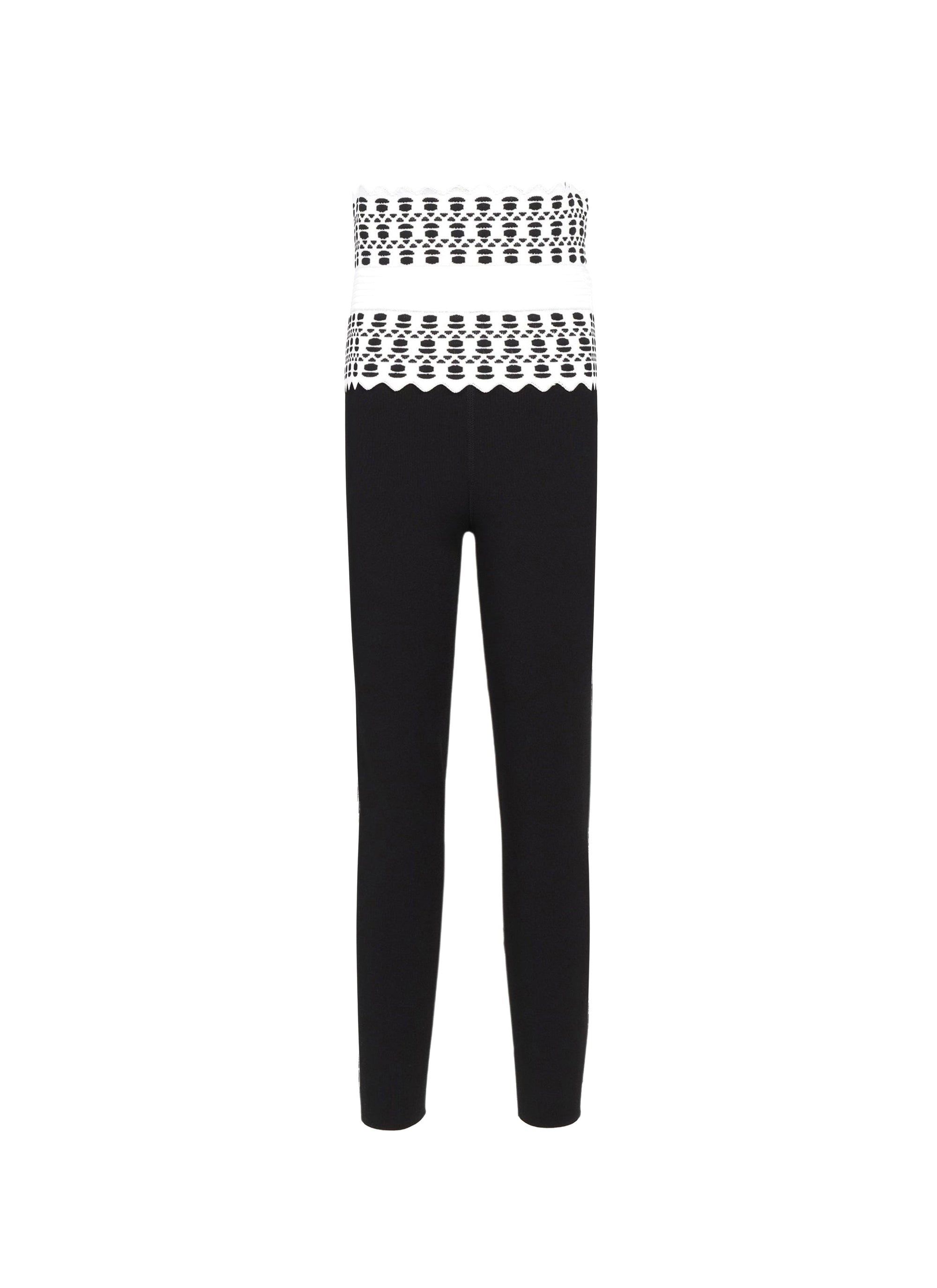 Belted long leggings - White & Black