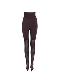 Half-perforated legging - Aubergine