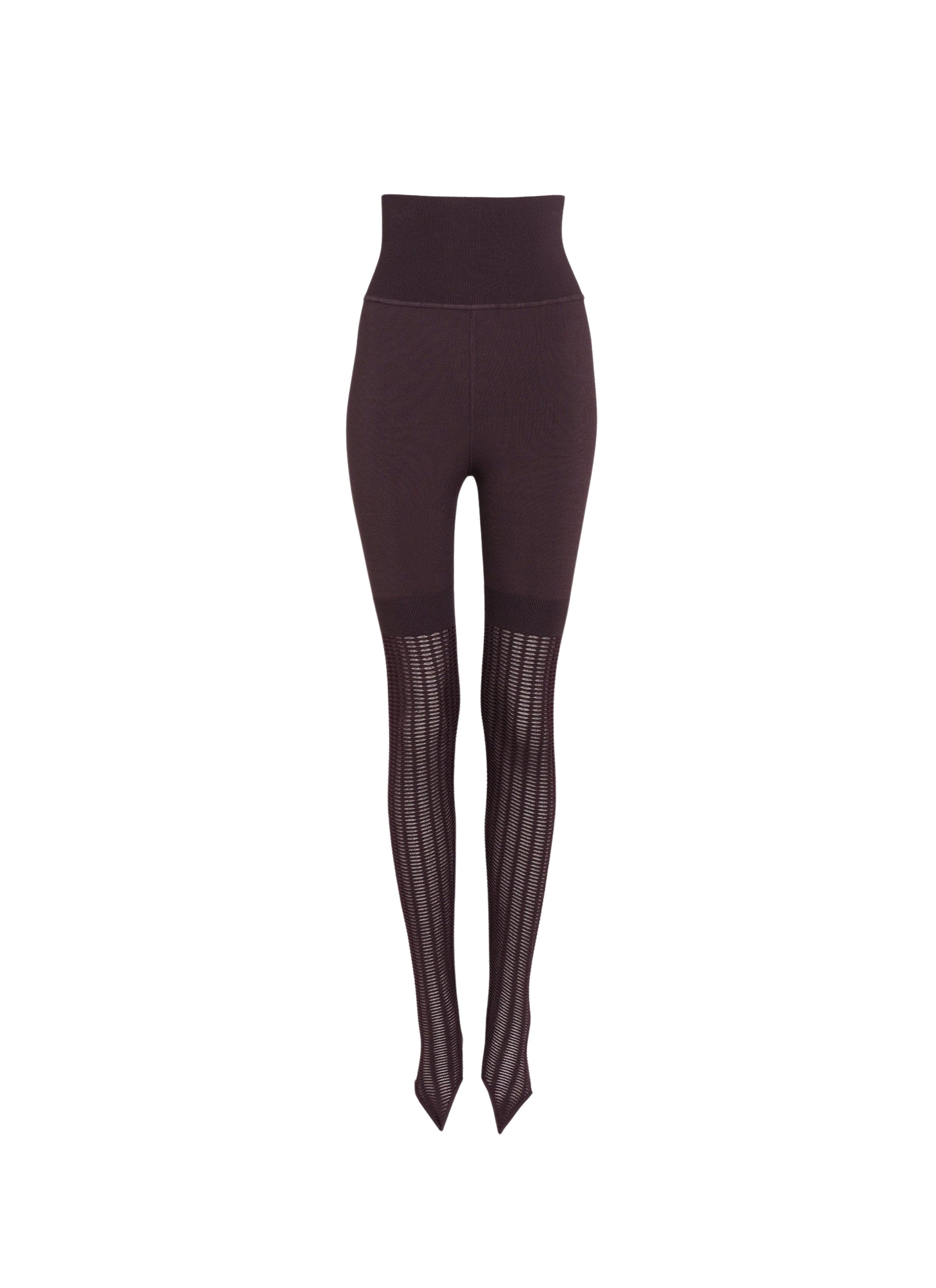 Half-perforated legging - Aubergine