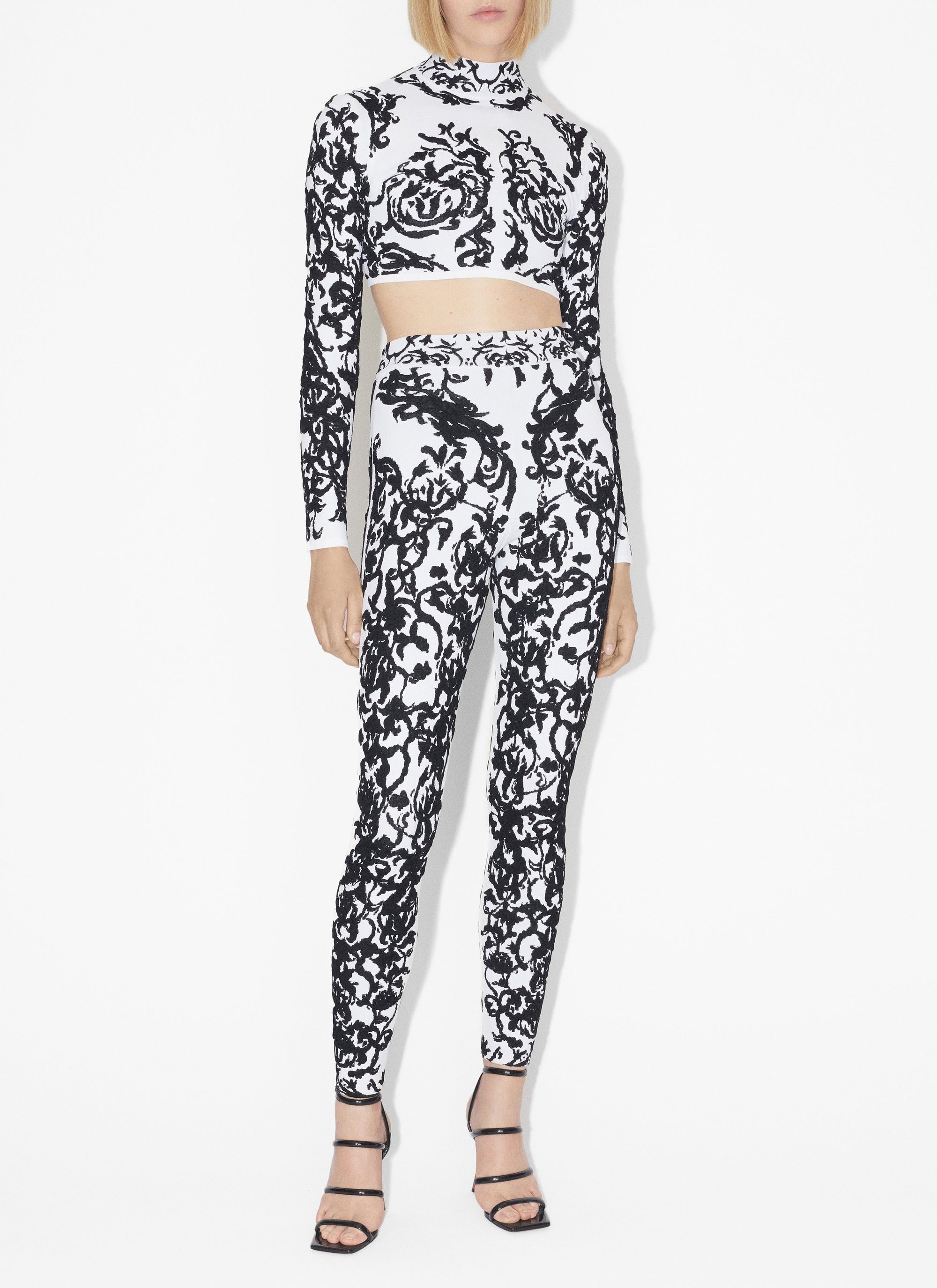 Legging Calli à motif baroque - Blanc & Noir
