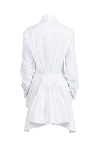 Robe chemise longue basque - Blanc