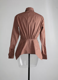 Asymmetric draped shirt - Rosewood