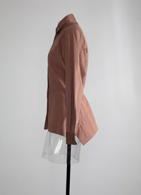 Asymmetric draped shirt - Rosewood