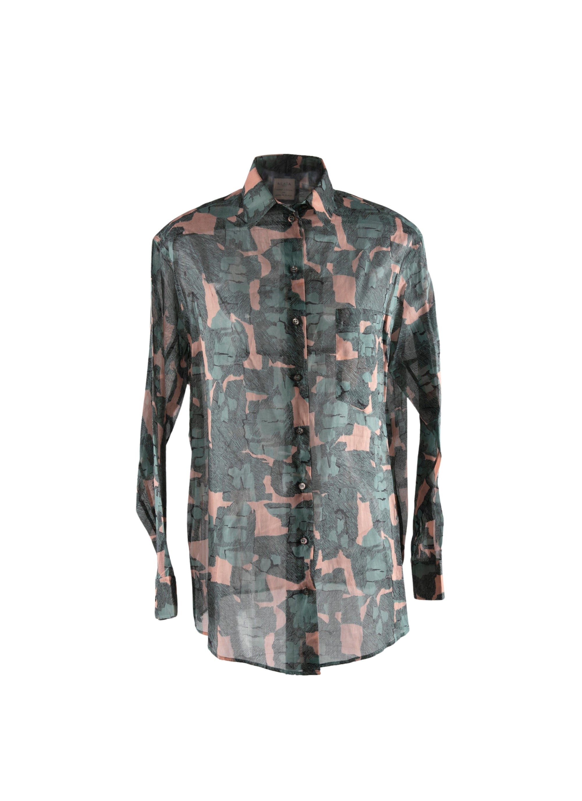 Chemise oversize transparente à motifs géométriques - Chair & Vert