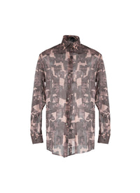 Oversized sheer shirt with geometric pattern - Chair & Beige