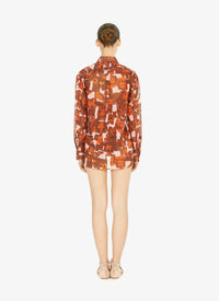 Chemise oversize transparente à motifs géométriques - Rose & Rouge