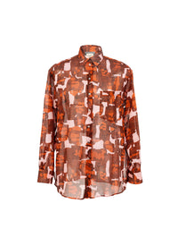 Chemise oversize transparente à motifs géométriques - Rose & Rouge