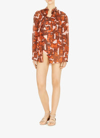 Chemise oversize transparente à motifs géométriques - Rose & Rouge