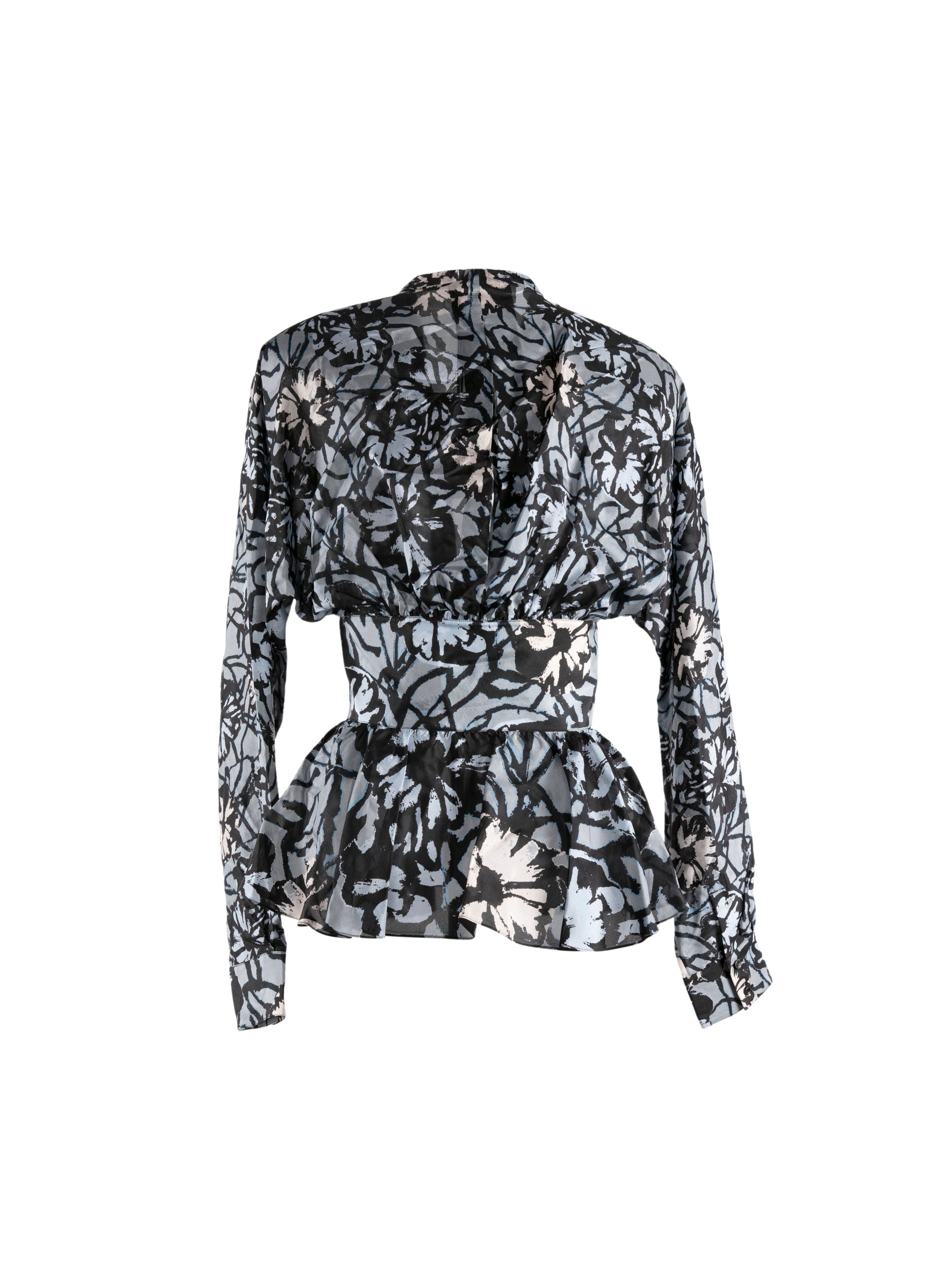 Chemise noeud en soie - Noir & Bleu
