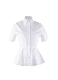 Chemise évasée à manches courtes - Blanc