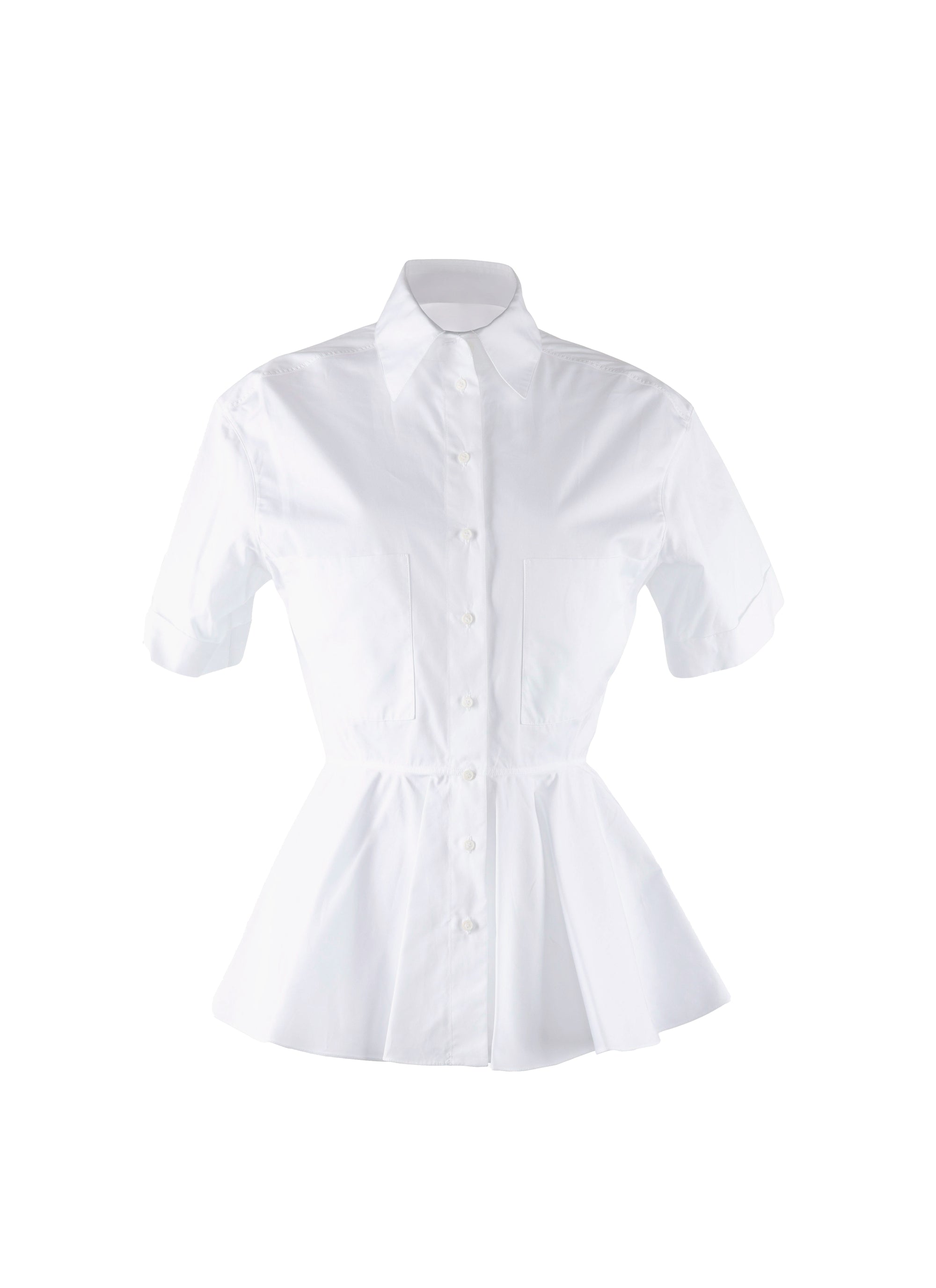 Chemise évasée à manches courtes - Blanc