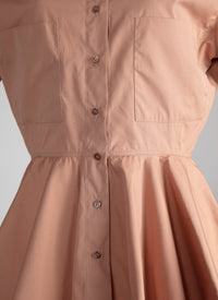 Short-sleeved flared shirt - Nude