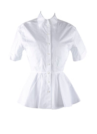 Chemise évasée à manches courtes - Blanc