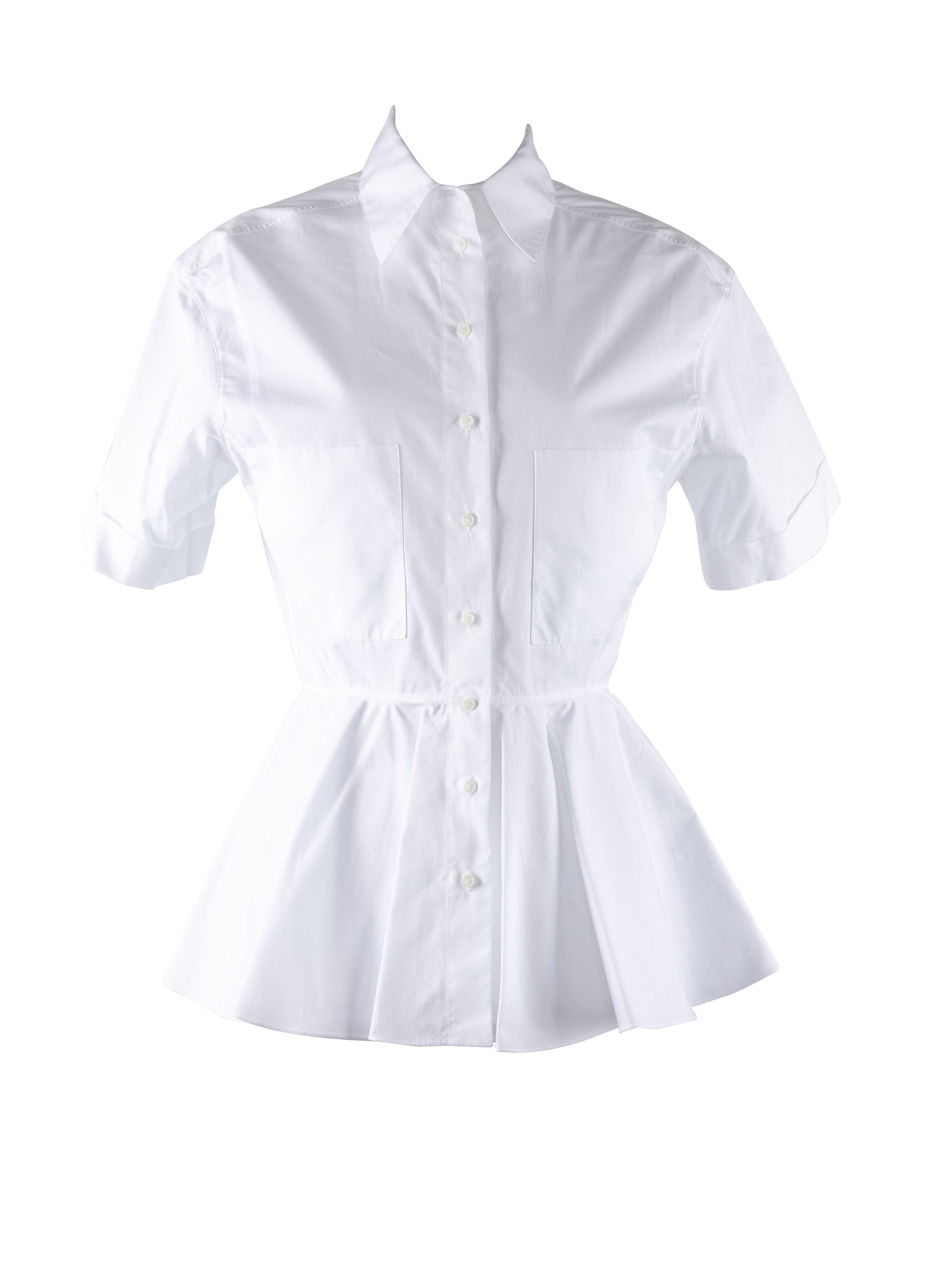 Chemise évasée à manches courtes - Blanc