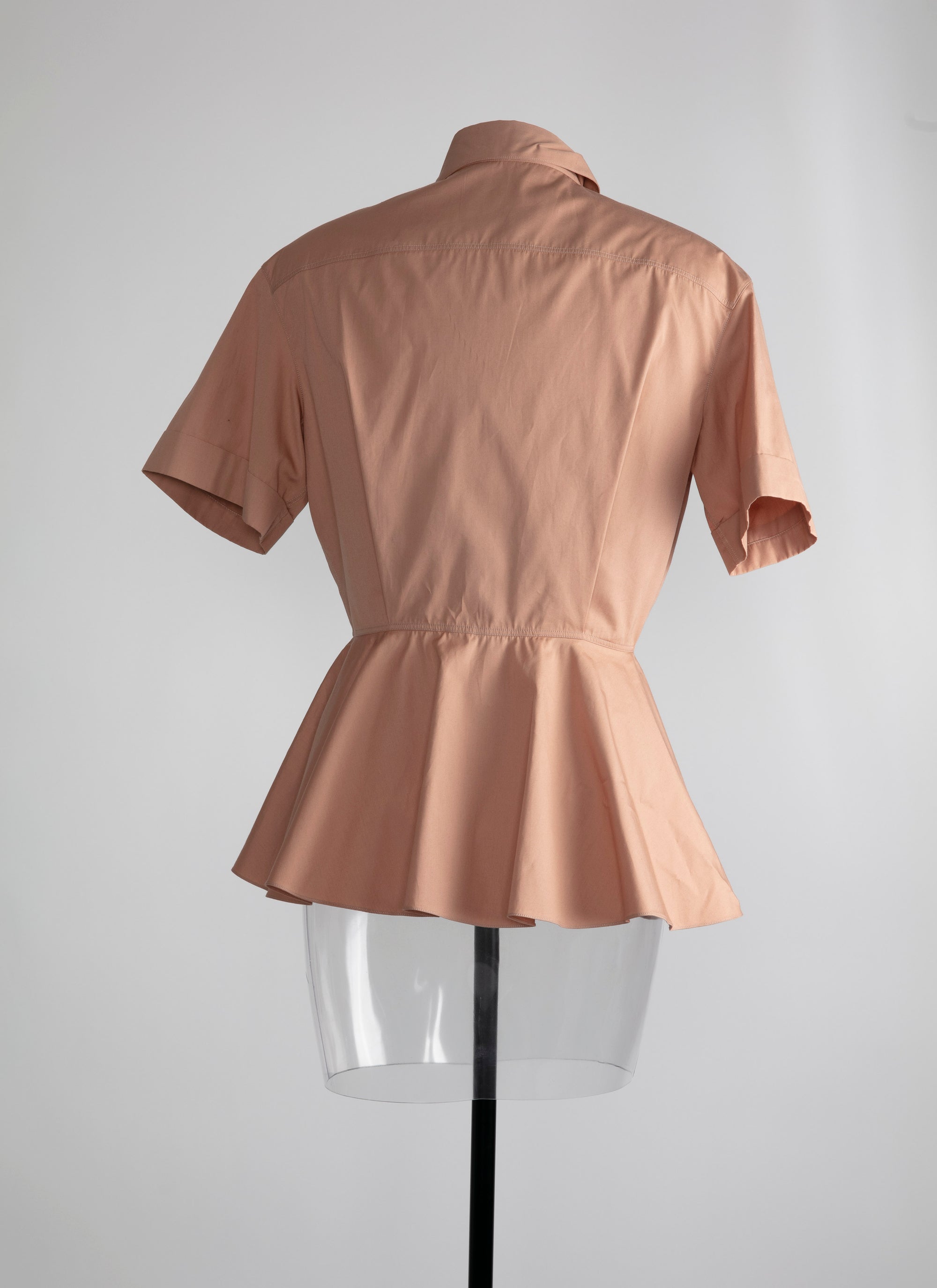 Short-sleeved flared shirt - Nude