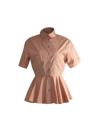 Short-sleeved flared shirt - Nude