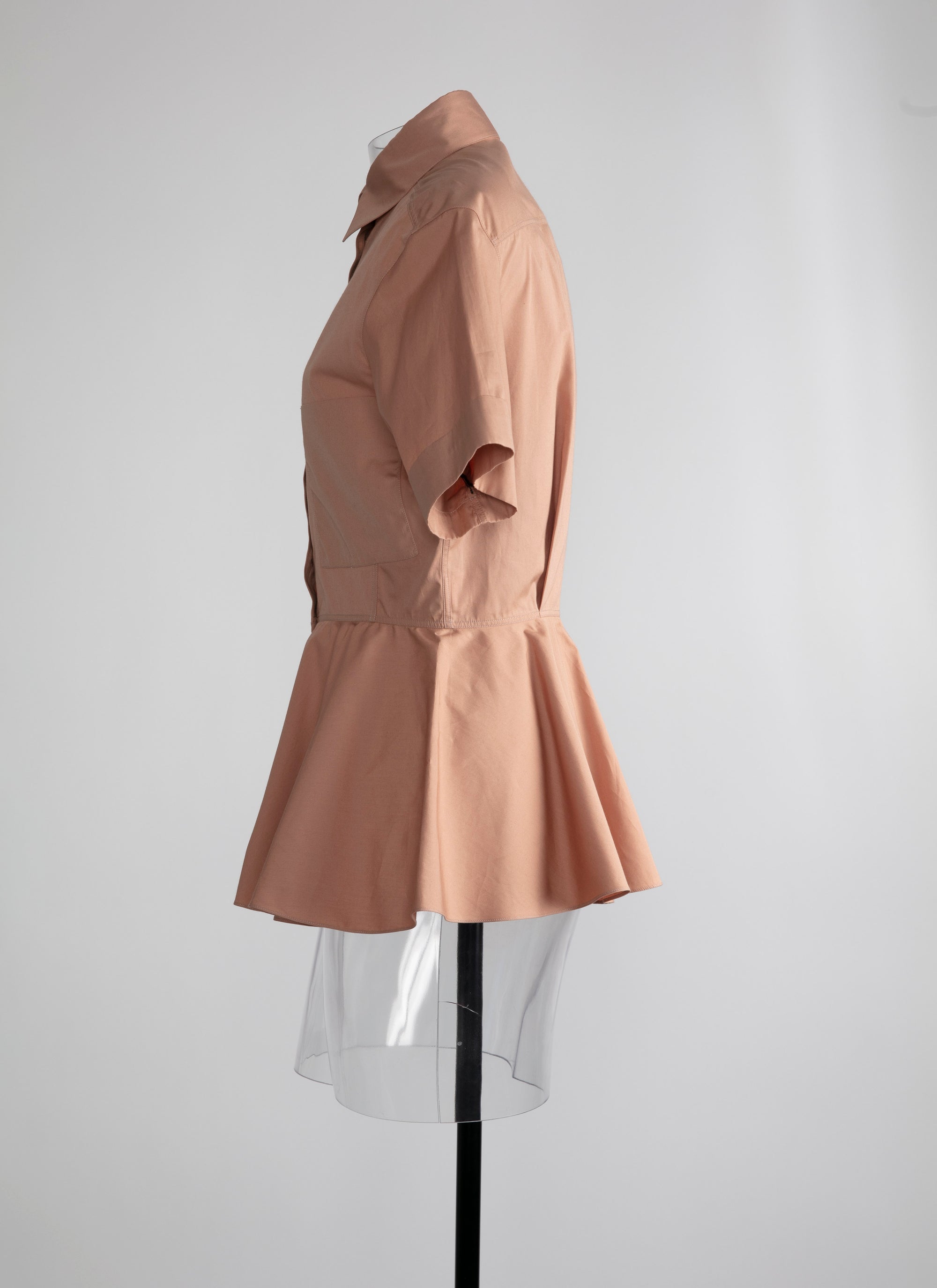 Short-sleeved flared shirt - Nude