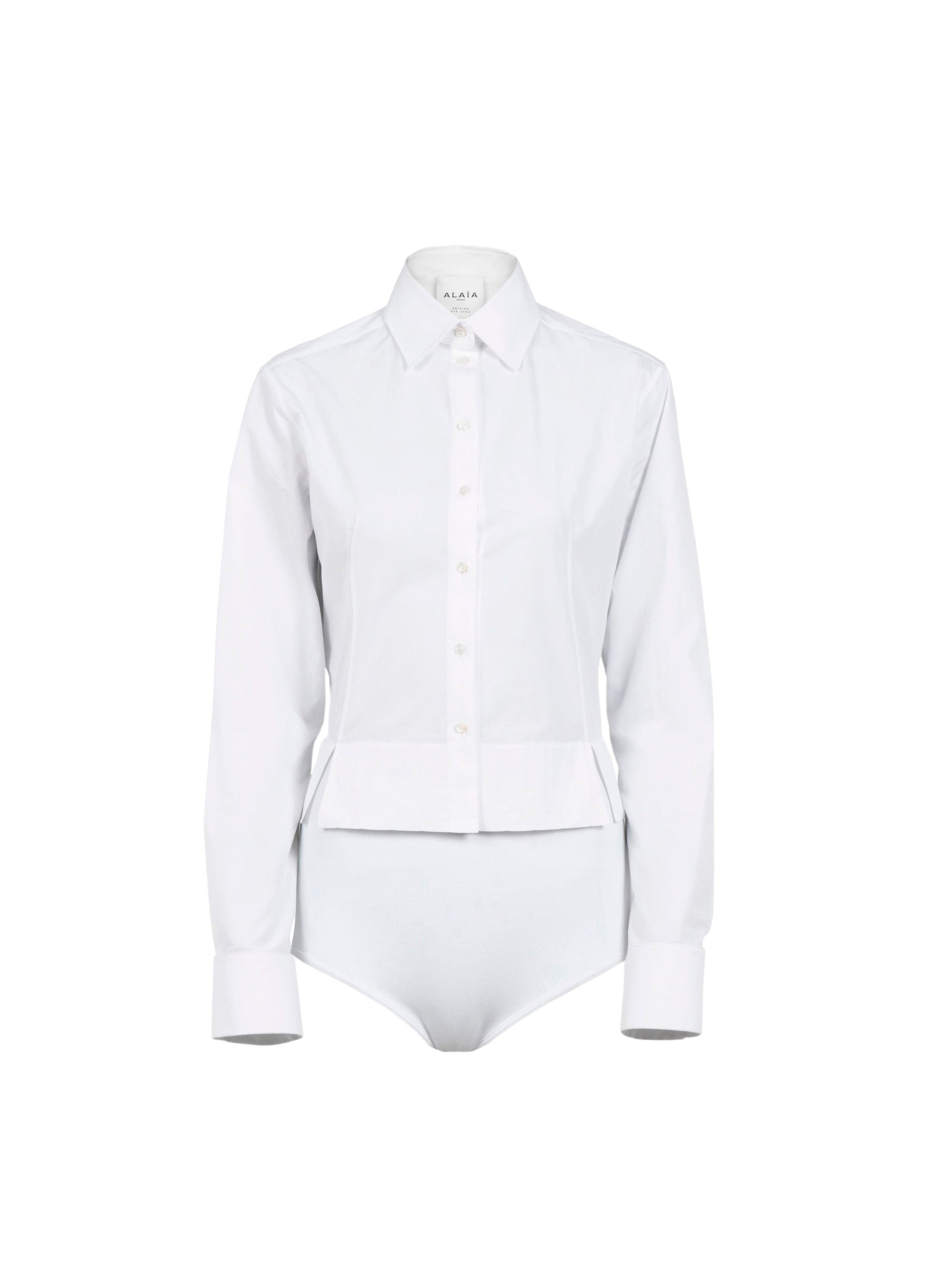 Long sleeve bodysuit shirt - White