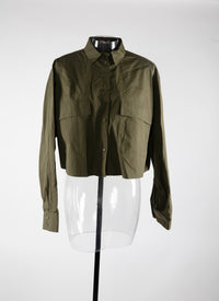 Chemise courte à grandes poches plaquées - Kaki