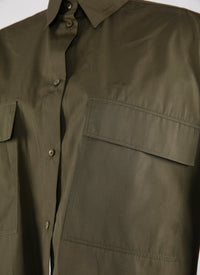 Chemise courte à grandes poches plaquées - Kaki