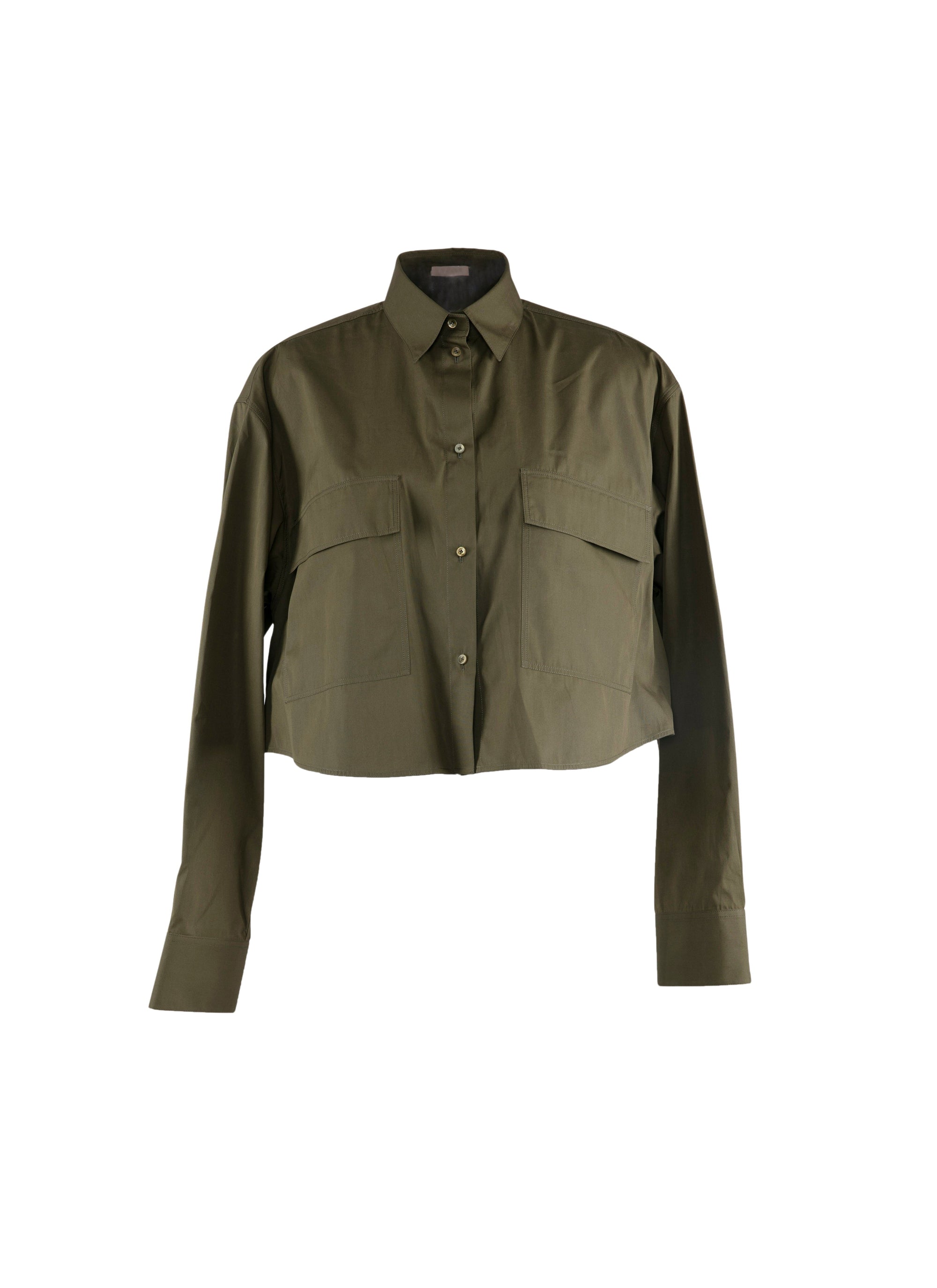 Chemise courte à grandes poches plaquées - Kaki